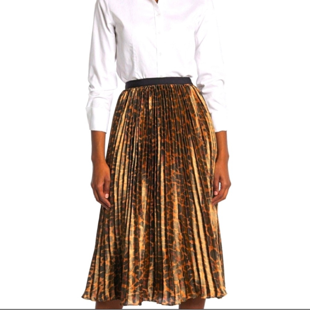 J. Crew Leopard pleated skirt